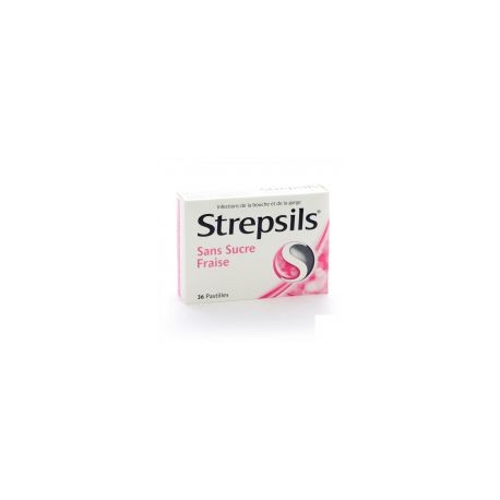 STREPSILS FRAISE SANS SUCRE 36 PAST A SUCER