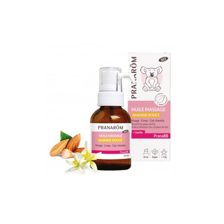 HUILE MASSAGE AMANDE DOUCE VANILLE BIO 30ML ORANAROM