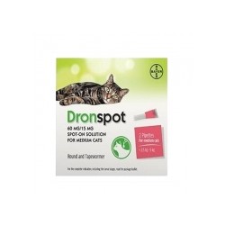 DRONSPOT VET. MOYEN CHAT 60/15MG PIPETTES 2X0.5ML