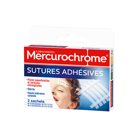 SUTURES ADHESIVES STRIPS 16 PIECES MERCUROCHROME