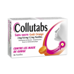 COLLUTABS MAL DE GORGE SANS SUCRE GOUT ORANGE 36 PASTILLES