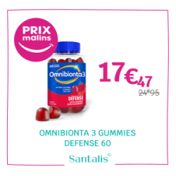 OMNIBIONTA 3 DEFENSE GUMMIES FRUITS ROUGE 60 PIECES