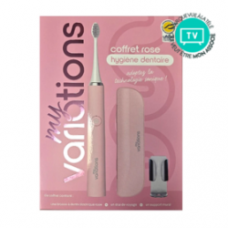 BROSSE A DENTS ELECTRIQUE ROSE COFFRET SUPPORT MURAL ET ETUI OFFERTS