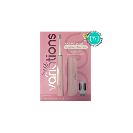 BROSSE A DENTS ELECTRIQUE ROSE COFFRET SUPPORT MURAL ET ETUI OFFERTS