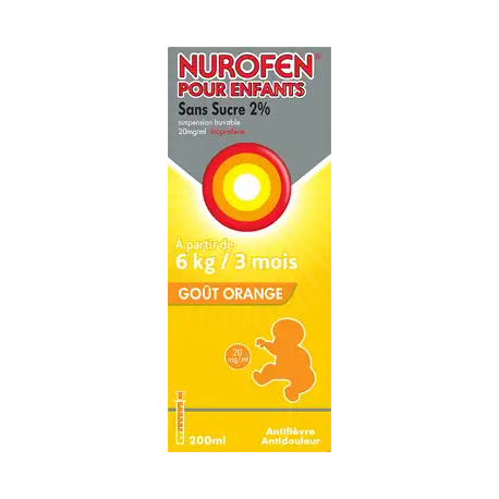 NUROFEN ENFANT 2 % SIROP ORANGE SANS SUCRE 200 ML
