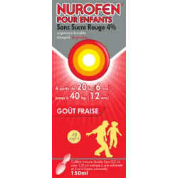 NUROFEN ENFANT 4% SIROP ROUGE SANS SUCRE GOUT FRAISE 200 ML